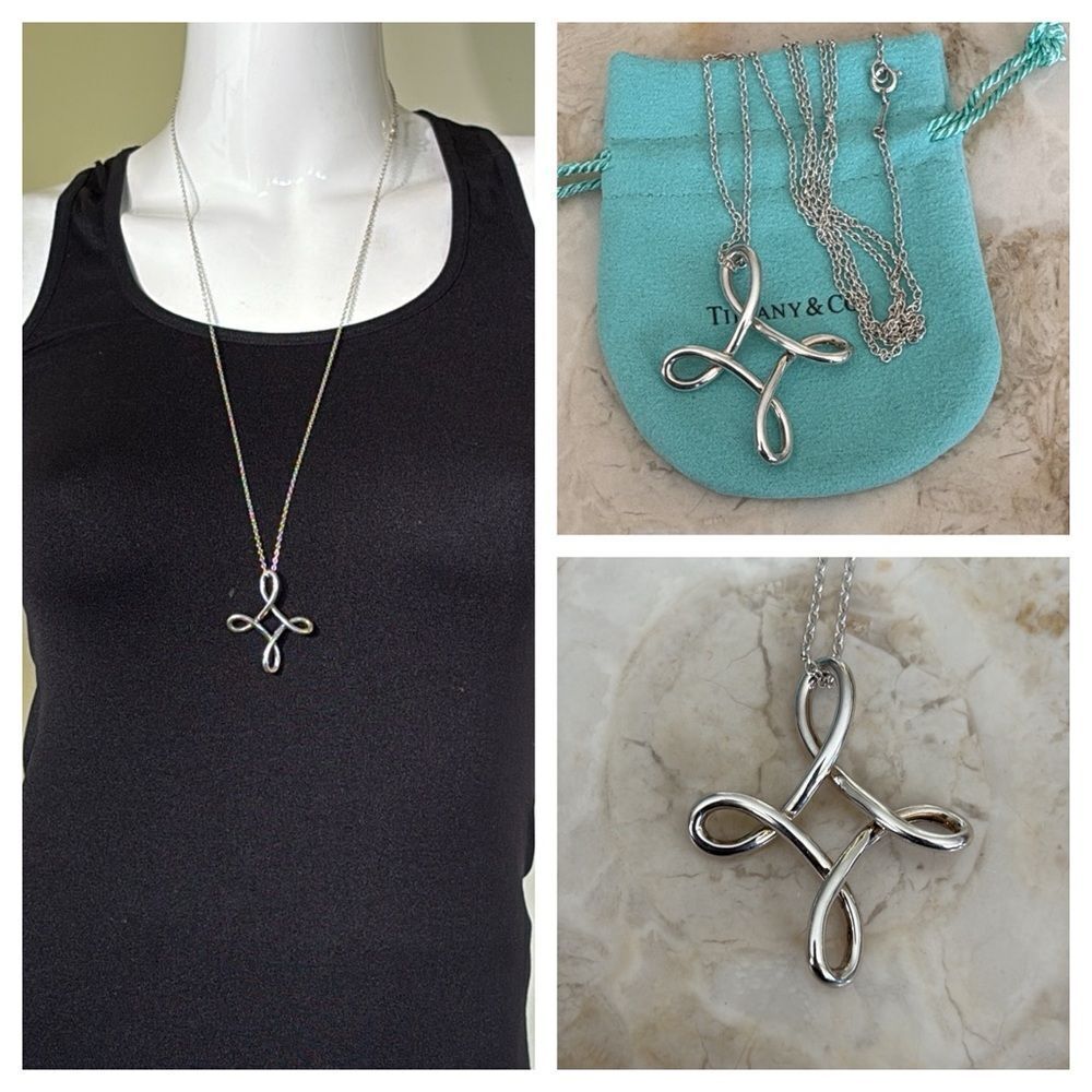 Tiffany & Co. Elsa Peretti Extra Large Infinity Cross 28” Chain Rare (131025-B)